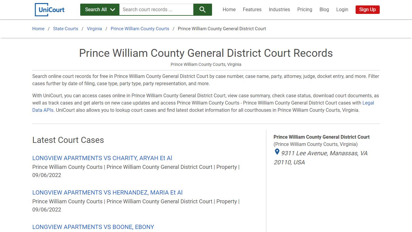 Prince William County General District Court Records